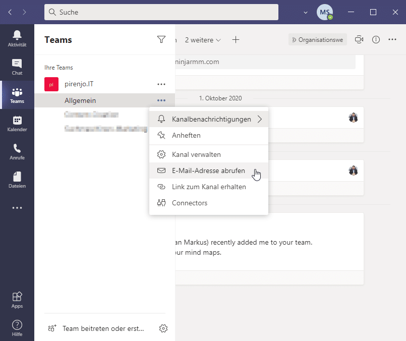 teams_e-mails einstellungen e-mails microsoft teams
